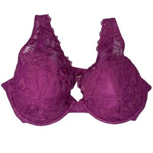 Gilligan & OMalley Purple Lace Bra 38DD Underwire Lined Sexy Lingerie